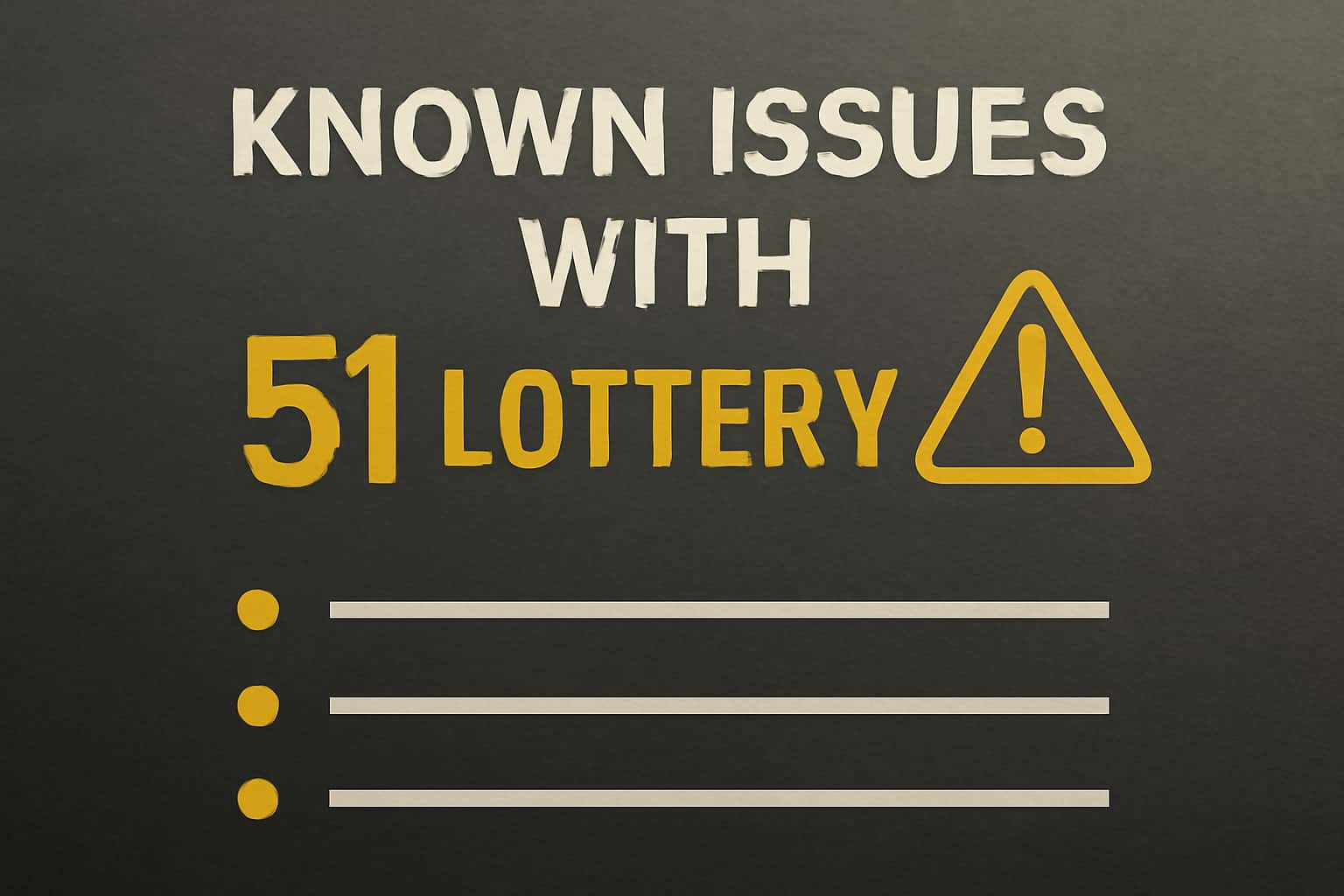 A neutral informational scene about known issues with 51 Lottery.