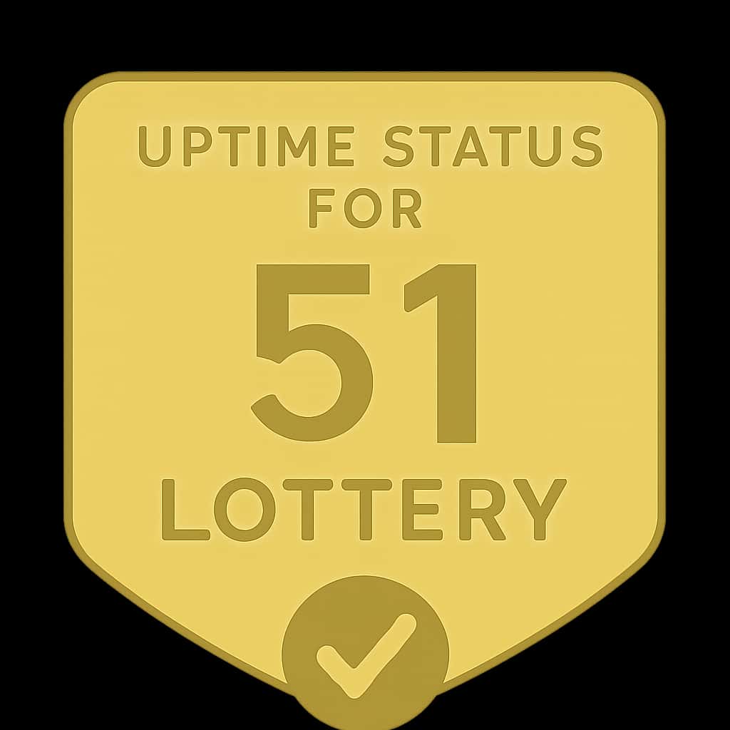 A professional badge for Uptime Status for 51 Lottery indicating system performance.